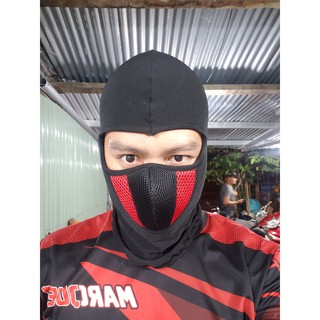 Khăn trùm đầu SWAT X2 vải lưới 3 lớp thoáng mát màu đen đỏ thời trang
