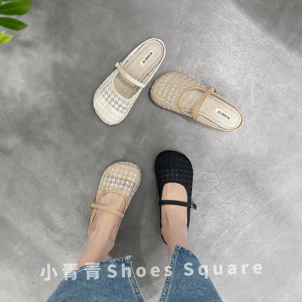 Dép Sandal Đế Bằng Mềm Mại Phối Ren Thoáng Khí Phong Cách Thời Trang Pháp Dành Cho Nữ