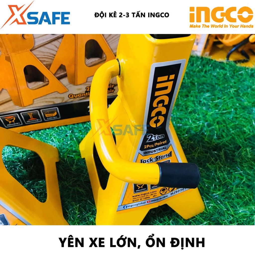 Đội kê INGCO ô tô 2-3 tấn, yên xe lớn ổn định hơn, đóng gói bằng hộp giấy - [XSAFE]