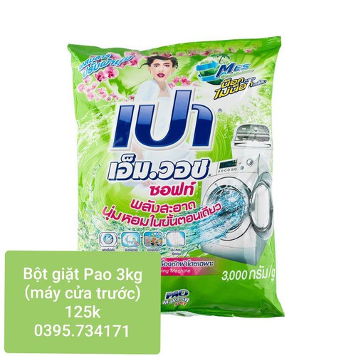 Bột giặt PAO Thái Lan M-Wash 3kg (máy giặt cửa trước)