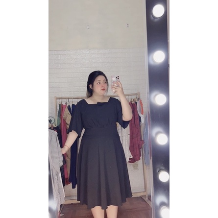 váy đen cổ vuông bigsize 80-140kg