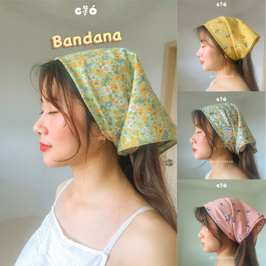 Khăn Bandana Buộc Đầu, Quấn cổ, Khăn Turban Tươi Sáng, Dễ Thương
