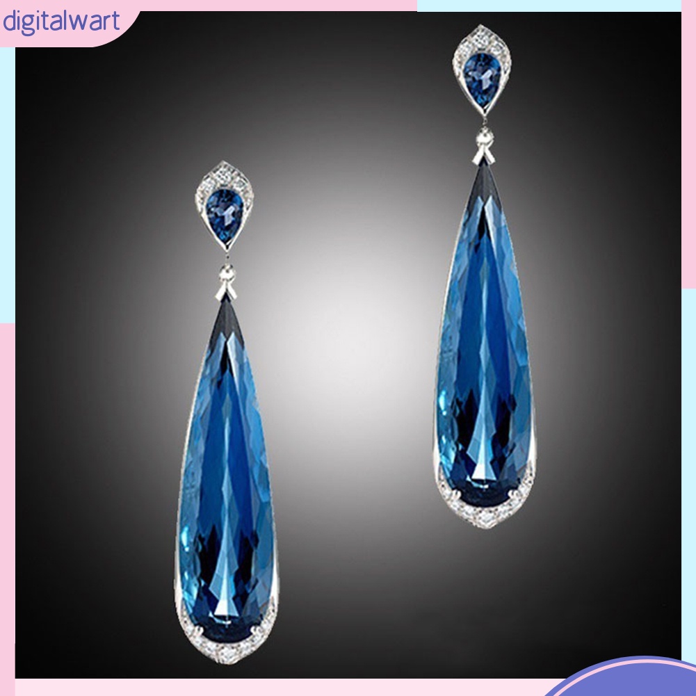 Đôi bông tai dáng dài hình giọt nước đính đá thời trang cho nữ