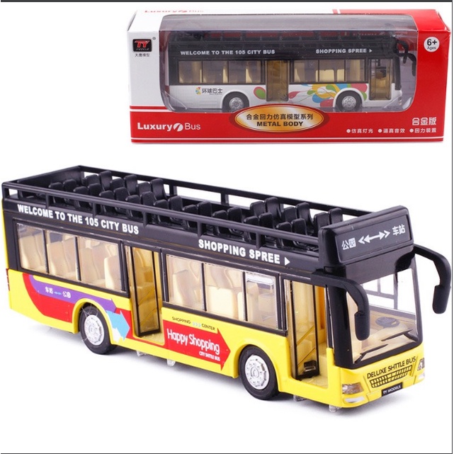 Đồ chơi xe bus mui trần xe bus 2 tầng đồ chơi ô tô tỉ lệ 1:32