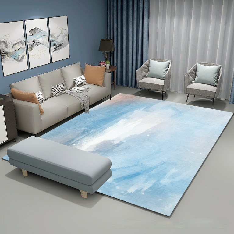 Nordic modern minimalist abstract living room carpet sofa coffee table blanket bedroom full bed bedside mat