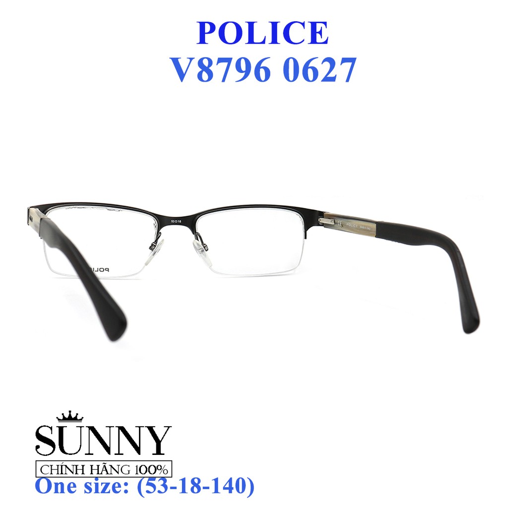 Gọng kính thời trang chính hãng Police V8796 0627 (53-18-140), thiết kế dễ đeo bảo vệ mắt