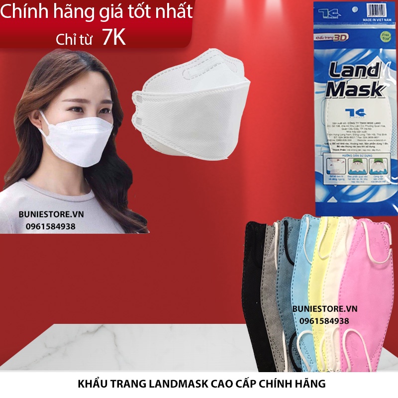 Khẩu trang 3d kf94 LandMask set 6 cái 4 lớp kháng khuẩn cao cấp chính hãng