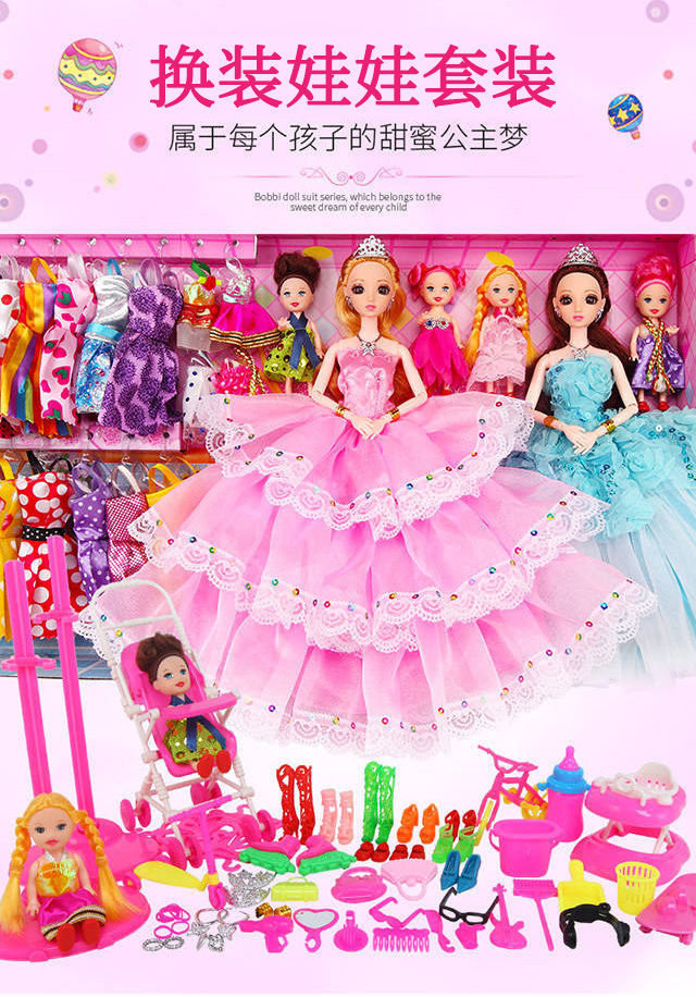 Bộ Đồ Chơi Búp Bê Barbie Xinh Xắn Đáng Yêu Cho Bé Gái