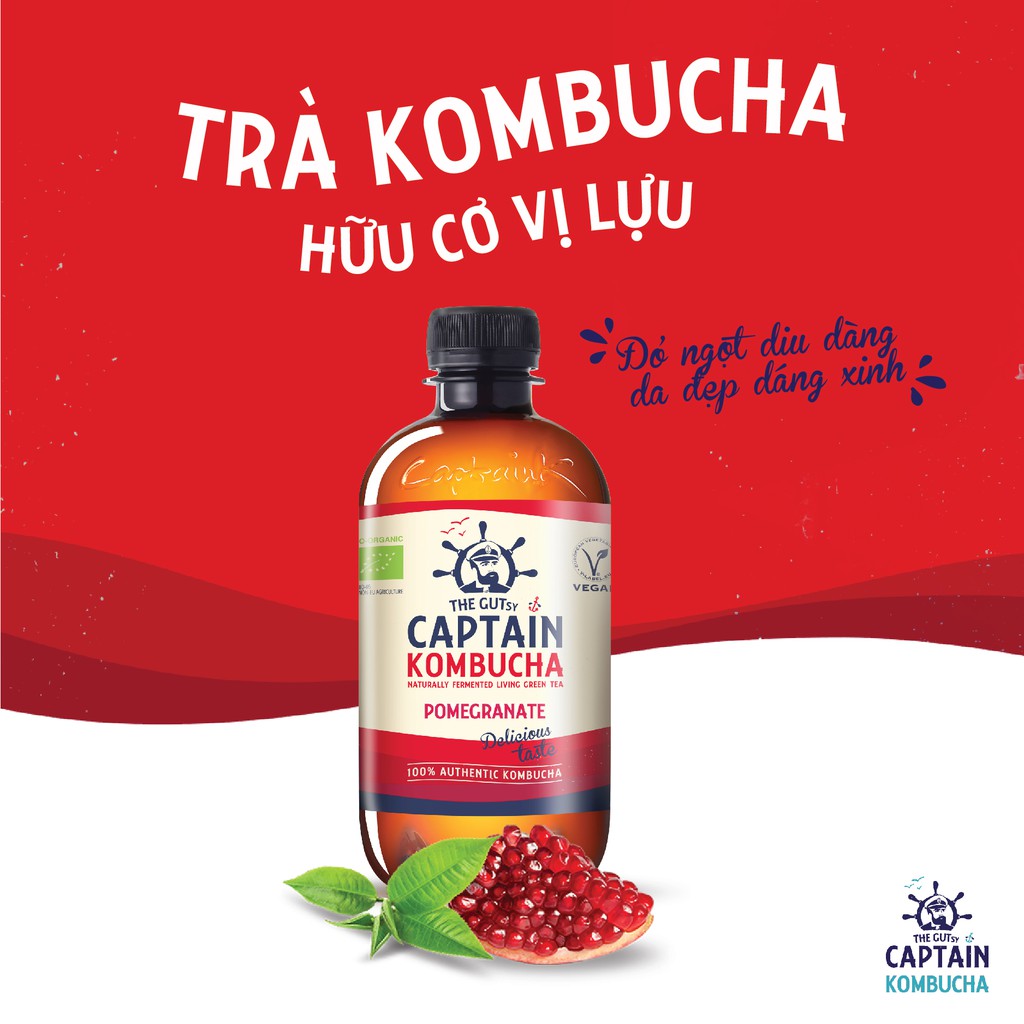 Trà Dưỡng Sinh KomBuCha hữu cơ Captain Kombucha 400ml