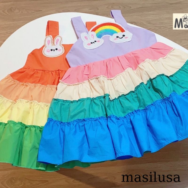 Đầm xòe tầng hai dây  nhiều màu cho bé gái mủa hè mùa xuân đẹp đáng yêu