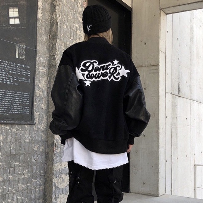 Áo Bomber - Jacket Vasity tay da chất dạ Dont Cower LOẠI 1