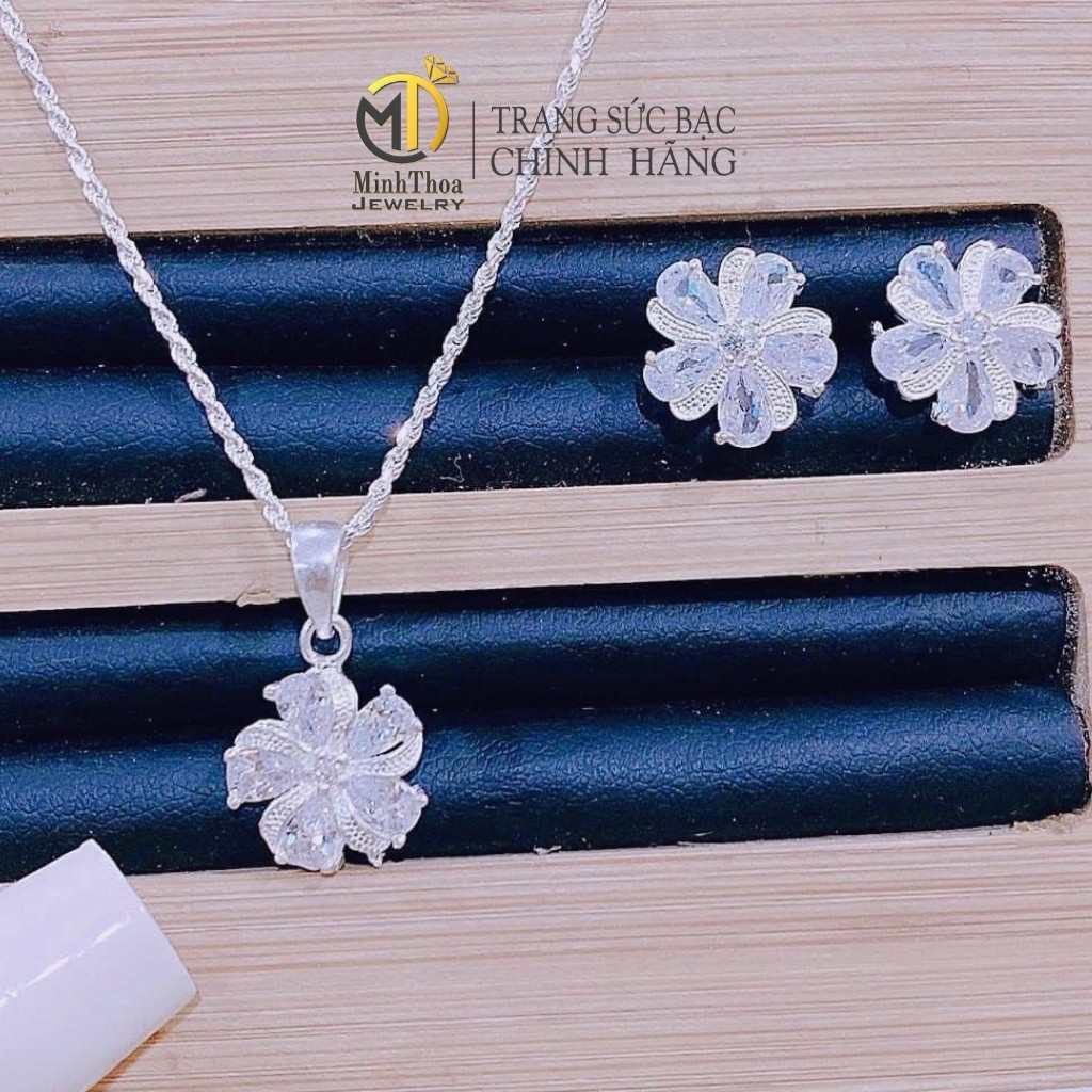 Khuyên tai nữ bạc đẹp ,bông hoa tai bạc trang sức phong cách Hàn Quốc Minh Thoa JEWELRY