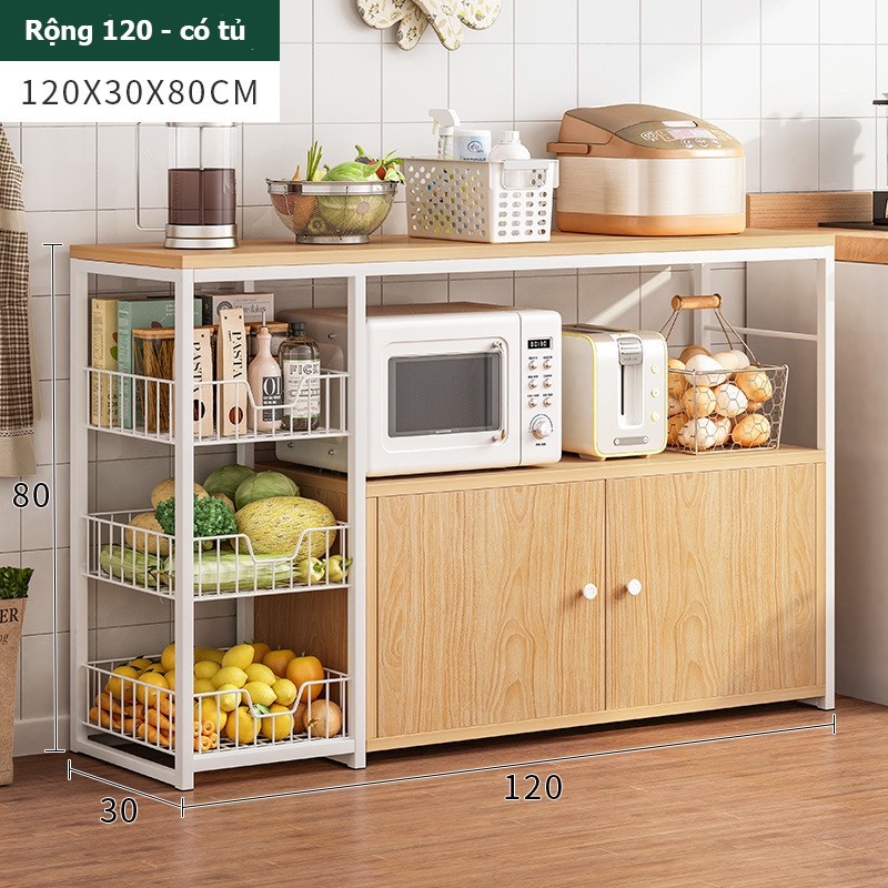 Kệ để lò vi sóng kèm tủ bếp để đồ nhà bếp đa năng lắp ráp dễ dàng chắc chắn bền đẹp