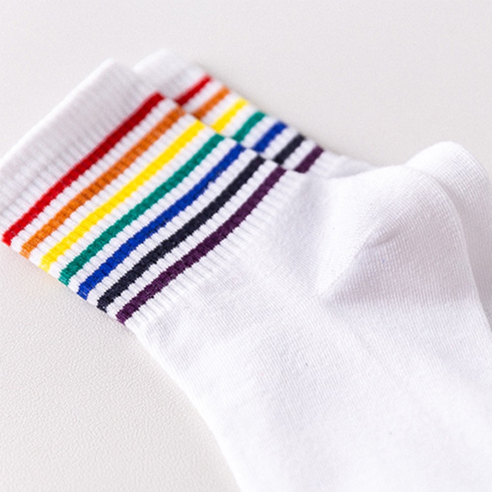 Tất cotton cổ ngắn thoáng khí màu cầu vồng thời trang thu đông cho nam