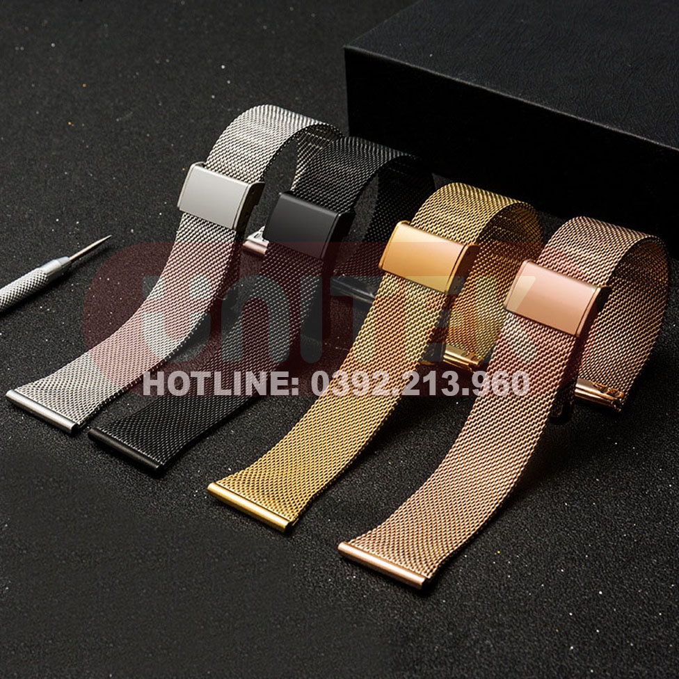 Dây Đồng Hồ Thép Lưới Mesh Dòng Cao Cấp bền, Chống Gỉ, Chống Oxy Hóa, Chống Phai Màu (size 18mm 20mm 22mm)