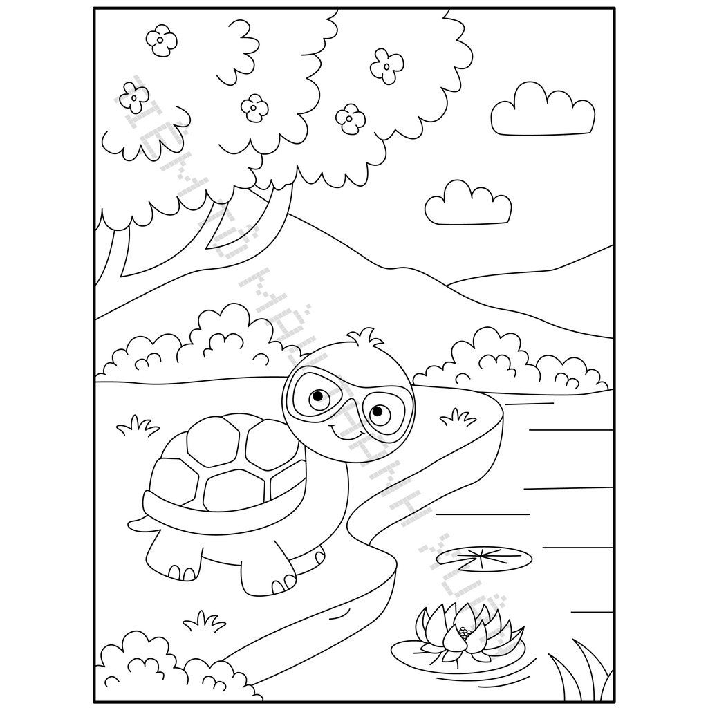 Set 10 Tờ Tranh Tô Màu Hình Rùa Con Cho Bé Tô Màu Sáp, Màu Chì - Tiệm Tô Màu Thanh Xuân
