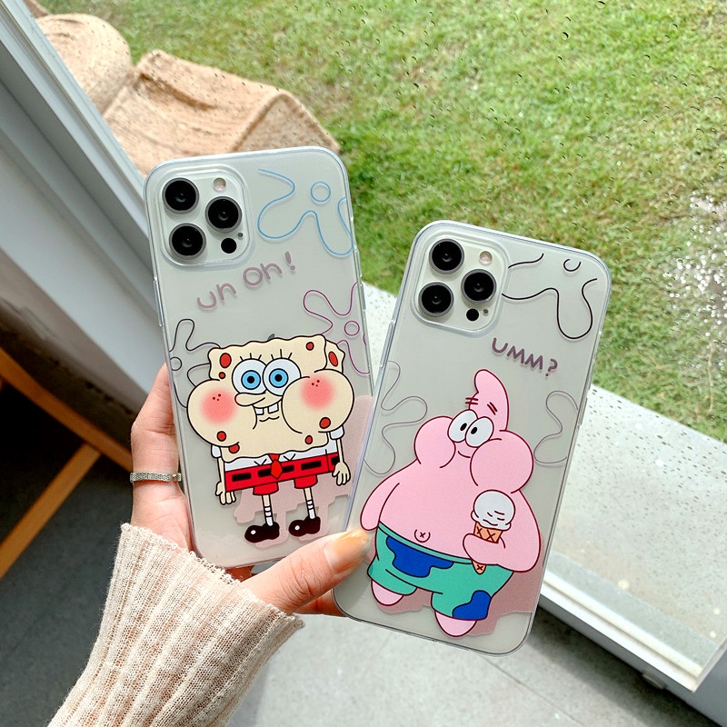 Samsung Galaxy J2 J1/J1 Mini Prim 2015 /J1 ACE/J110 J200 G5308/Grand Prime Cute Cartoon SpongeBob Soft Silicone TPU Case Phone Casing Clear Back Cover Couple