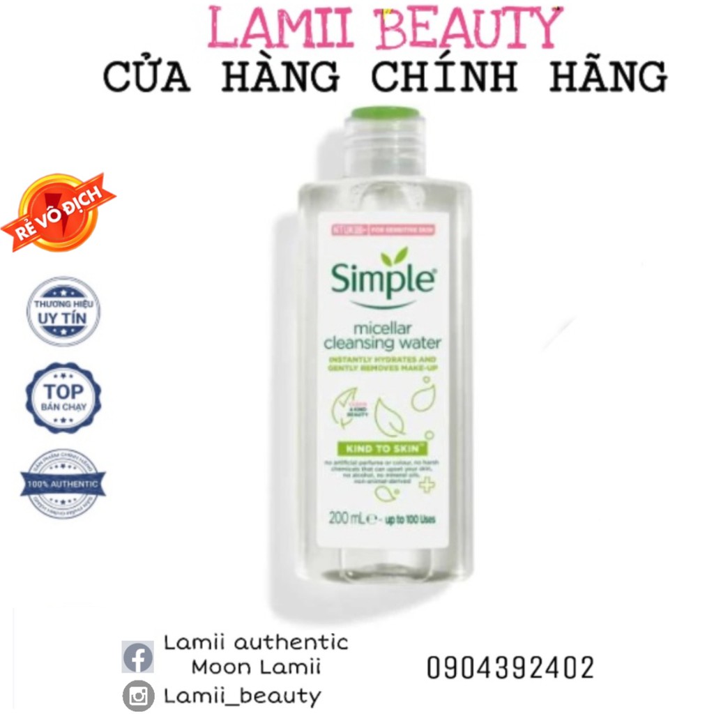 Nước tẩy trang SIMPLE MICELLAR CLEANSING WATER