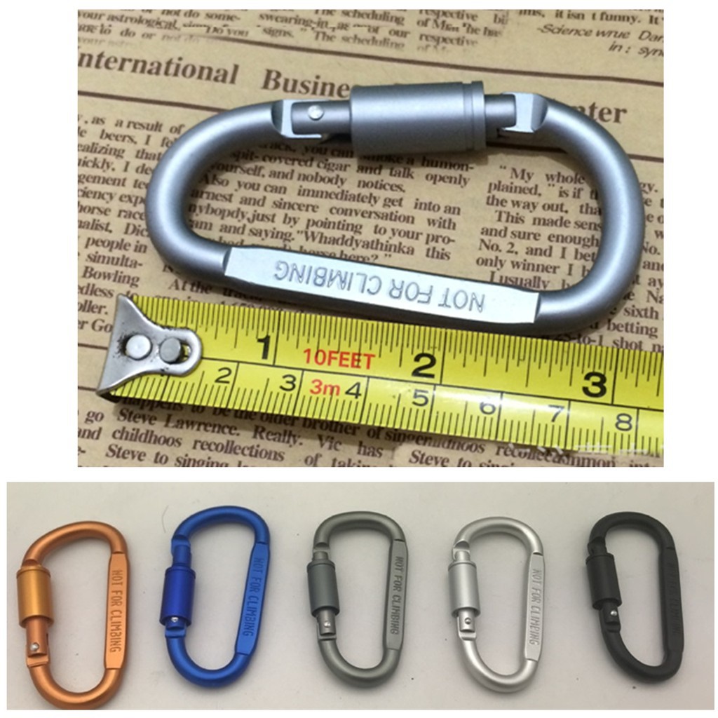 Combo 2 Móc Khóc PHƯỢT THỦ CARABINER Chữ D - Khóa Xoay 8cm - Hợp Kim NHÔM CAO CẤP NHẸ BỀN