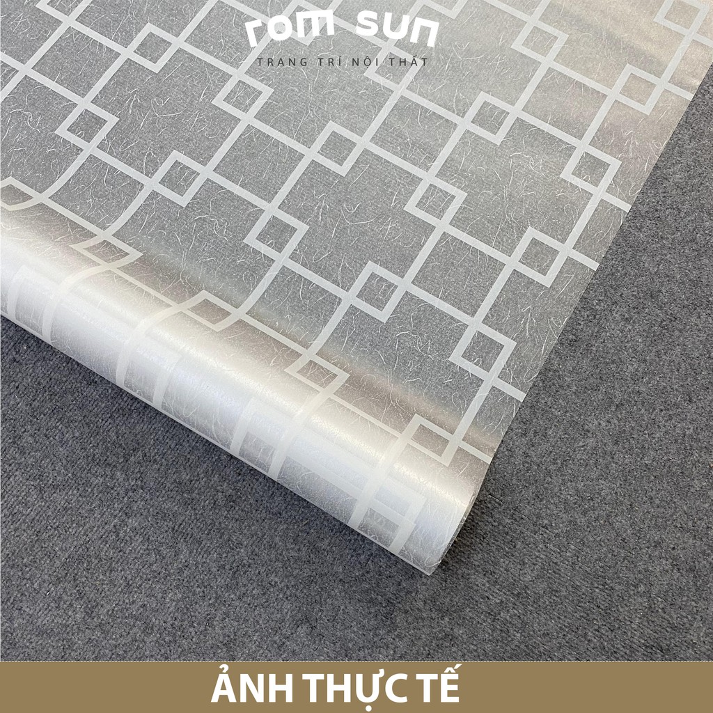 Decal dán cửa kính mờ trắng, giấy dán kính phòng ngủ chống nắng, đề can kẻ ô văn phòng