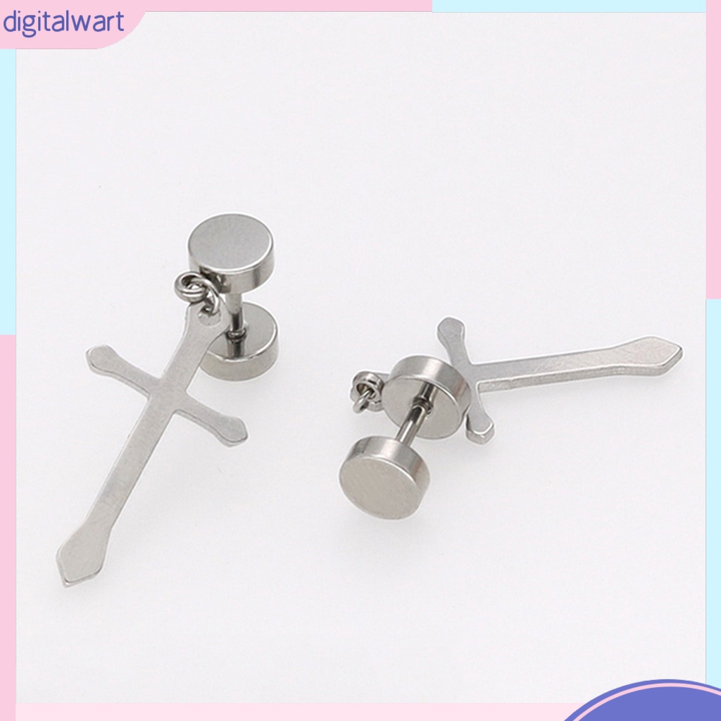 Dg✌❤ 1 Khuyên Tai Thép Titan Hình Thánh Giá
