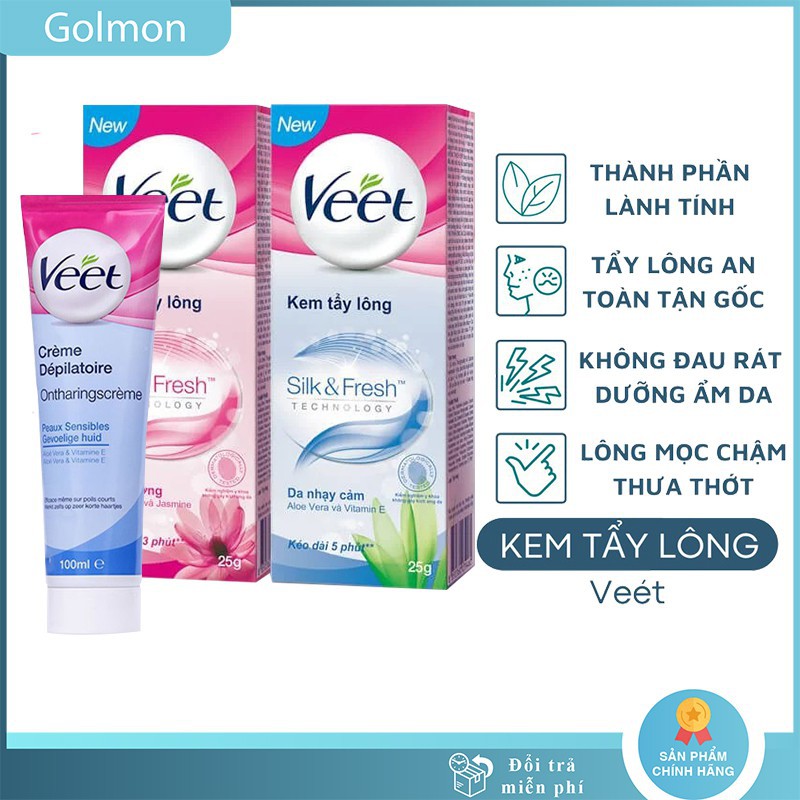 Kem tẩy lông veet 100ml - Tẩy lông tay, tẩy lông chân, tẩy lông nách hiệu quả - Thành phần tự nhiên cho da nhạy cảm