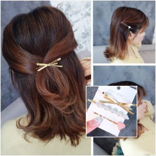 p15 Set 3 Kẹp Tóc Hình Trái Tim Retro Thời Trang Cho Nữ Set 3 kẹp tóc kim loại nhiều kiểu