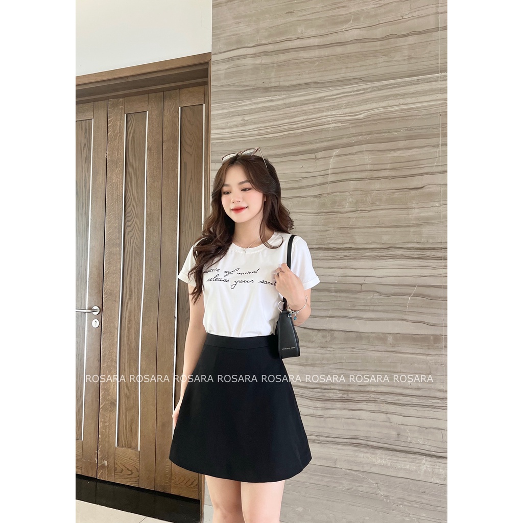 Chân Váy Chữ A Xòe Đen Có Lót Quần Thời Trang Rosara CV6