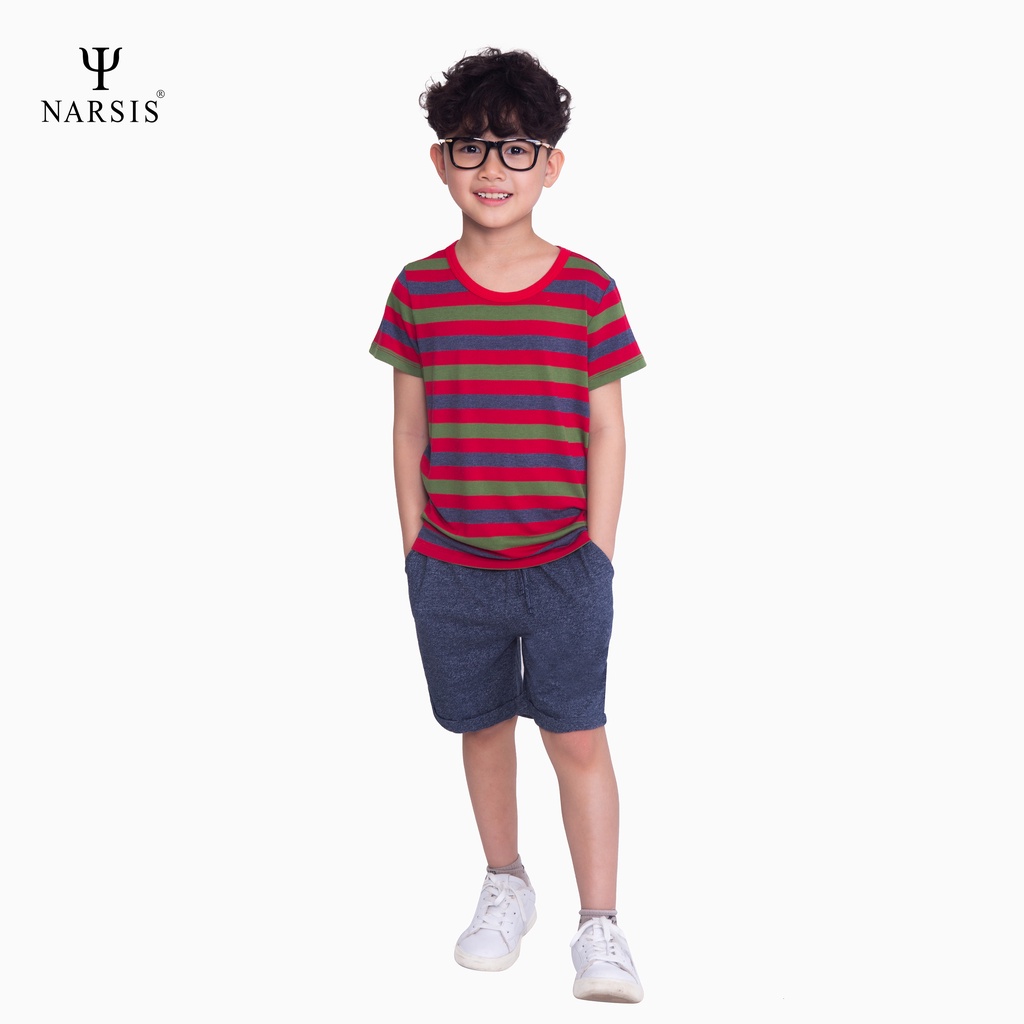 Bộ cộc tay bé trai size đại Narsis KE0005 áo ngắn tay cổ tròn vải cotton cao cấp