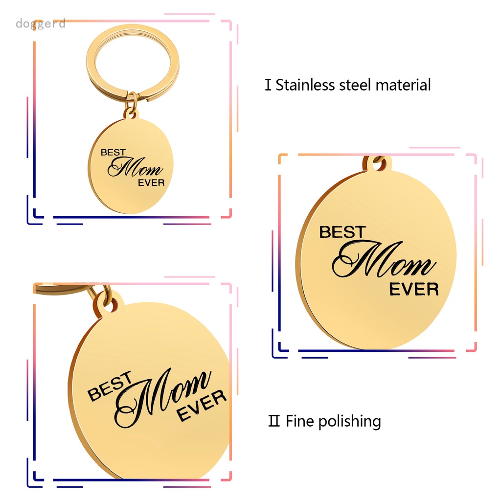 Móc Khóa Kim Loại Khắc Chữ Best Mom Ever We Love You