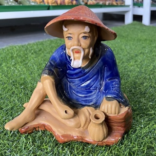 Tượng ông vọng câu cá size đại - gốm sứ bát tràng - trang trí hòn nam bộ, để gốc cây, trang trí tiểu cảnh sân vườn