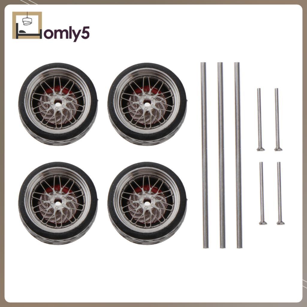Bộ 4 bánh xe cao su tỉ lệ 1 / 64 cho xe ô tô đồ chơi điều khiển từ xa
