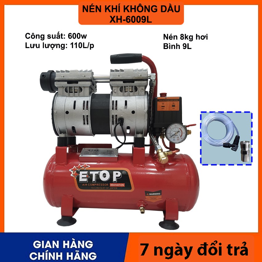 Máy nén khí không dầu 9l, Bình hơi mini nén khí không dầu,  ít ồn, Bình hơi , phun sơn, phun xịt hơi 9L