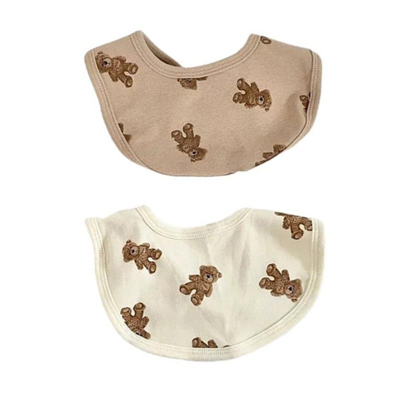 Yếm Ăn Cotton Mềm Mại In Hình Gấu Dễ Thương Cho Bé Trai