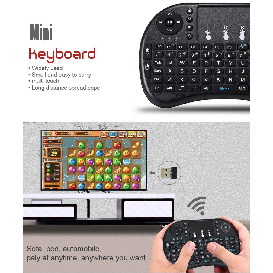 Bàn phím mini kiêm chuột bay không đèn không dây siêu tiện lợi ILEPO K08iiB bàn phím chuột bay | BigBuy360 - bigbuy360.vn