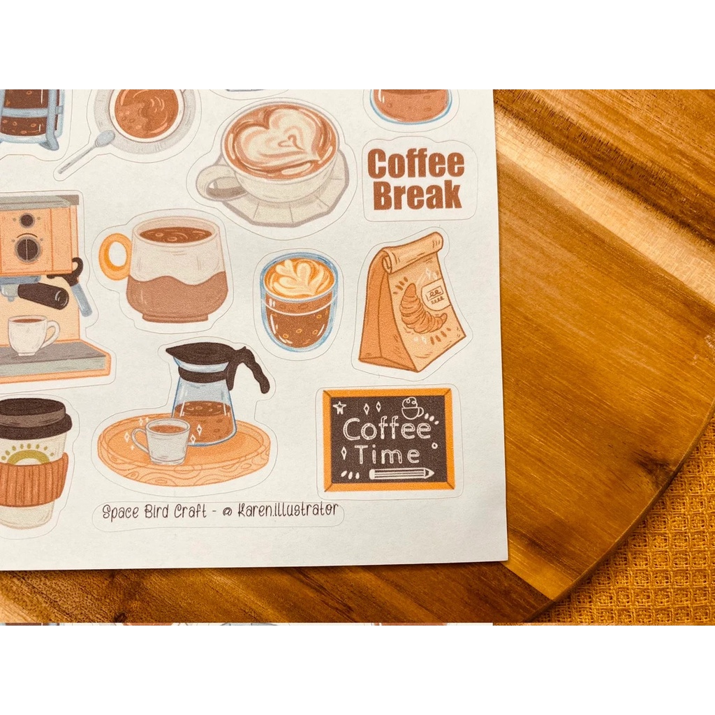 Sticker sheet coffee house - Sticker thiết kế | Bullet journal sticker - unim001
