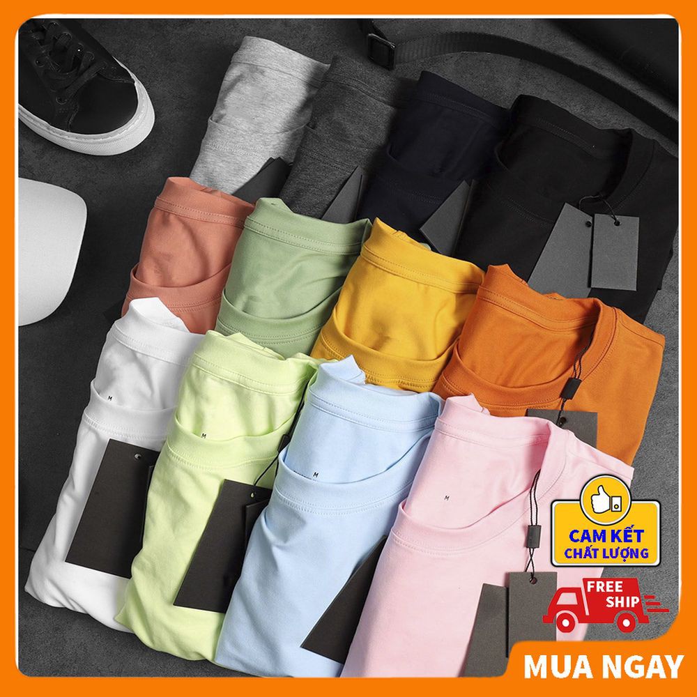 Áo thun nam nữ trơn trắng đen vải dày mịn