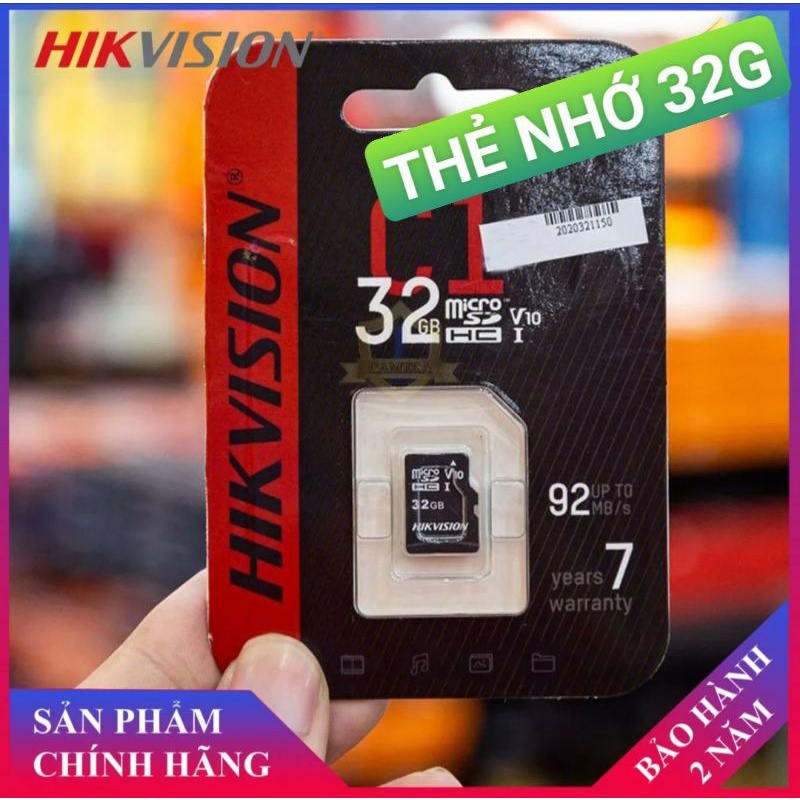 Thẻ nhớ Hikvision 32GB Hoặc 64GB Class 10 Tốc độ 92MB/s, Cam kết chính hãng, Bảo hành 2 năm | BigBuy360 - bigbuy360.vn