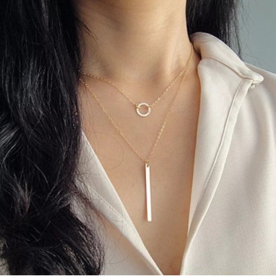 Vòng cổ nhẫn thanh đơn 2 lớp phong cách thời trang shop Phụ Kiện Tiên Tiên