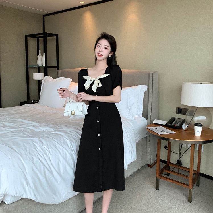 Đầm dáng dài Perty phối nơ thời trang mùa hè Hàn Quốc dành cho nữ
