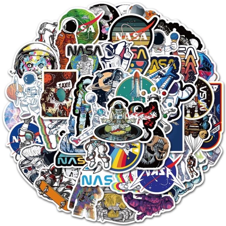 Bộ 200 Sticker NASA cá tính chống nước dán trang trí vali mũ bảo hiểm xe máy