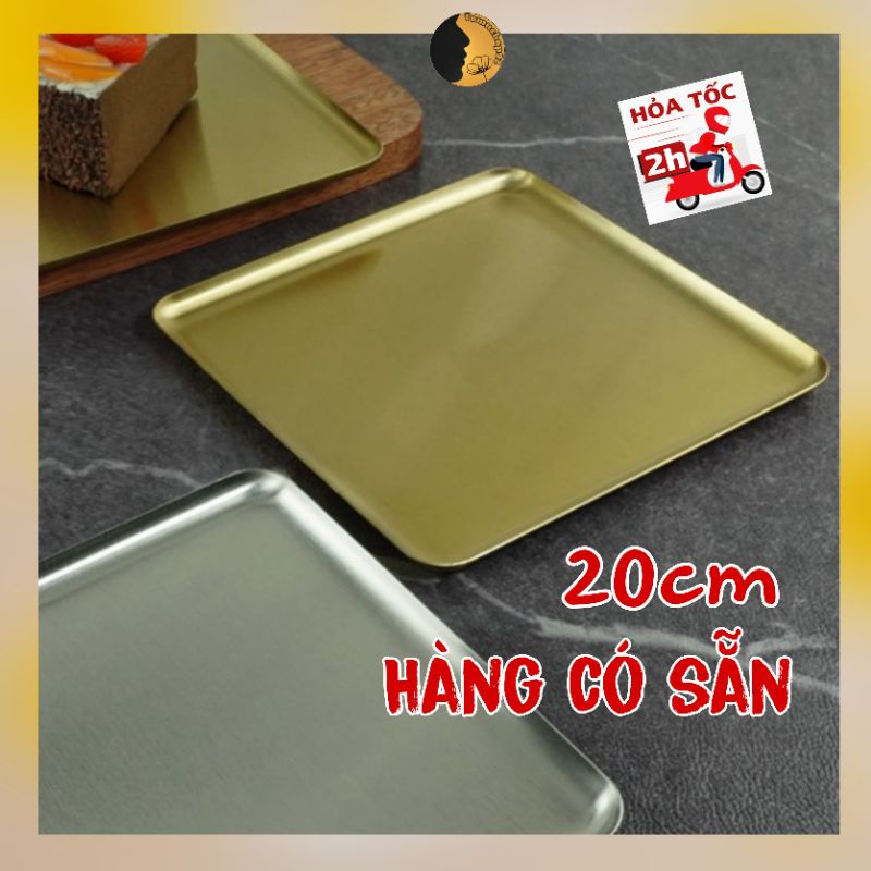 Khay Inox 304 TAMUSHOP92 Đĩa Vuông Mạ Màu Vàng Bạc Đựng Bánh Đồ Ăn Dụng Cụ Y Tế KI001