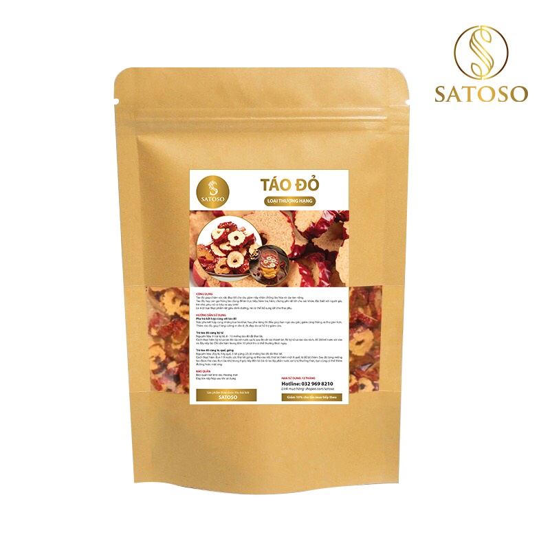 Táo đỏ thái lát SATOSO 100g sấy khô bổ khí huyết đẹp da SA02