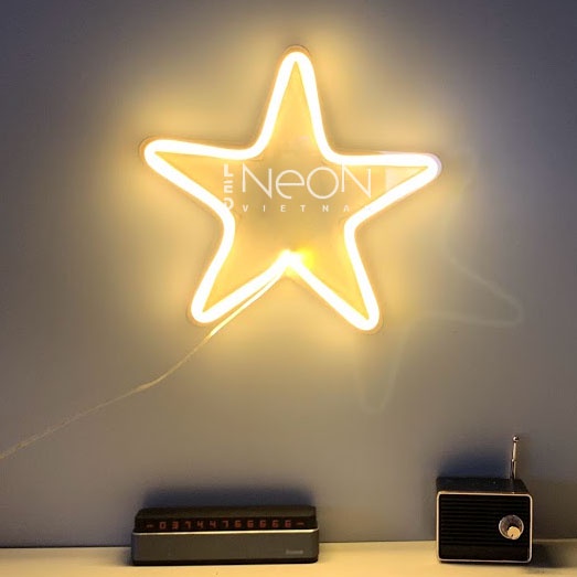 Đèn Neon | NGÔI SAO | KT 22x22cm | tặng Miếng Dán , tặng ADAPTER , tặng 1,5m Dây Điện Tàng Hình |