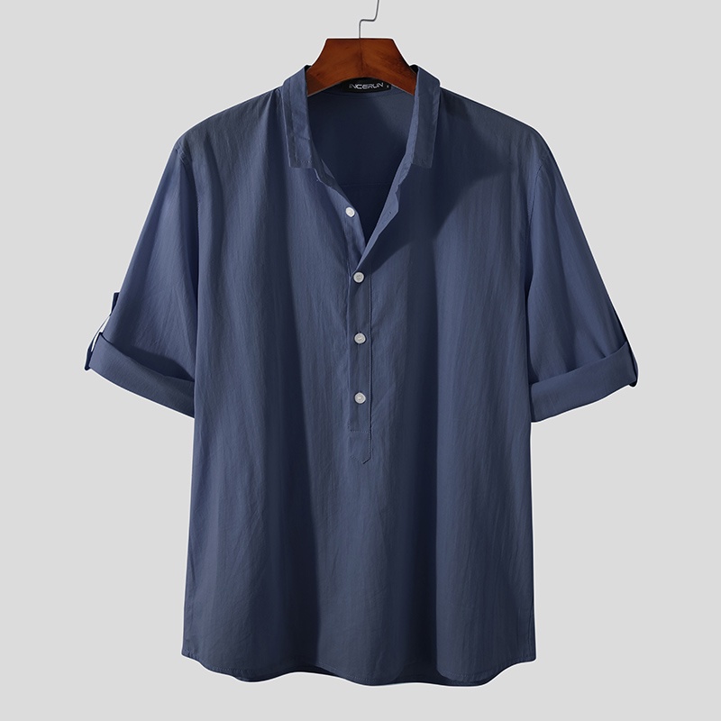 Áo Sơ Mi Cotton Tay Lỡ 3 / 4 Cho Nam