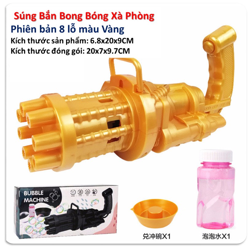 Súng Bắn Bong Bóng Xà Phòng 8 Nòng Siêu Mạnh, Súng bắn bong bóng Hot TikTok 2021, Đồ chơi vận động ngoài trời