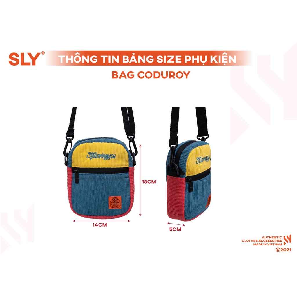 Túi đeo SLY vải Corduroy phối ba màu