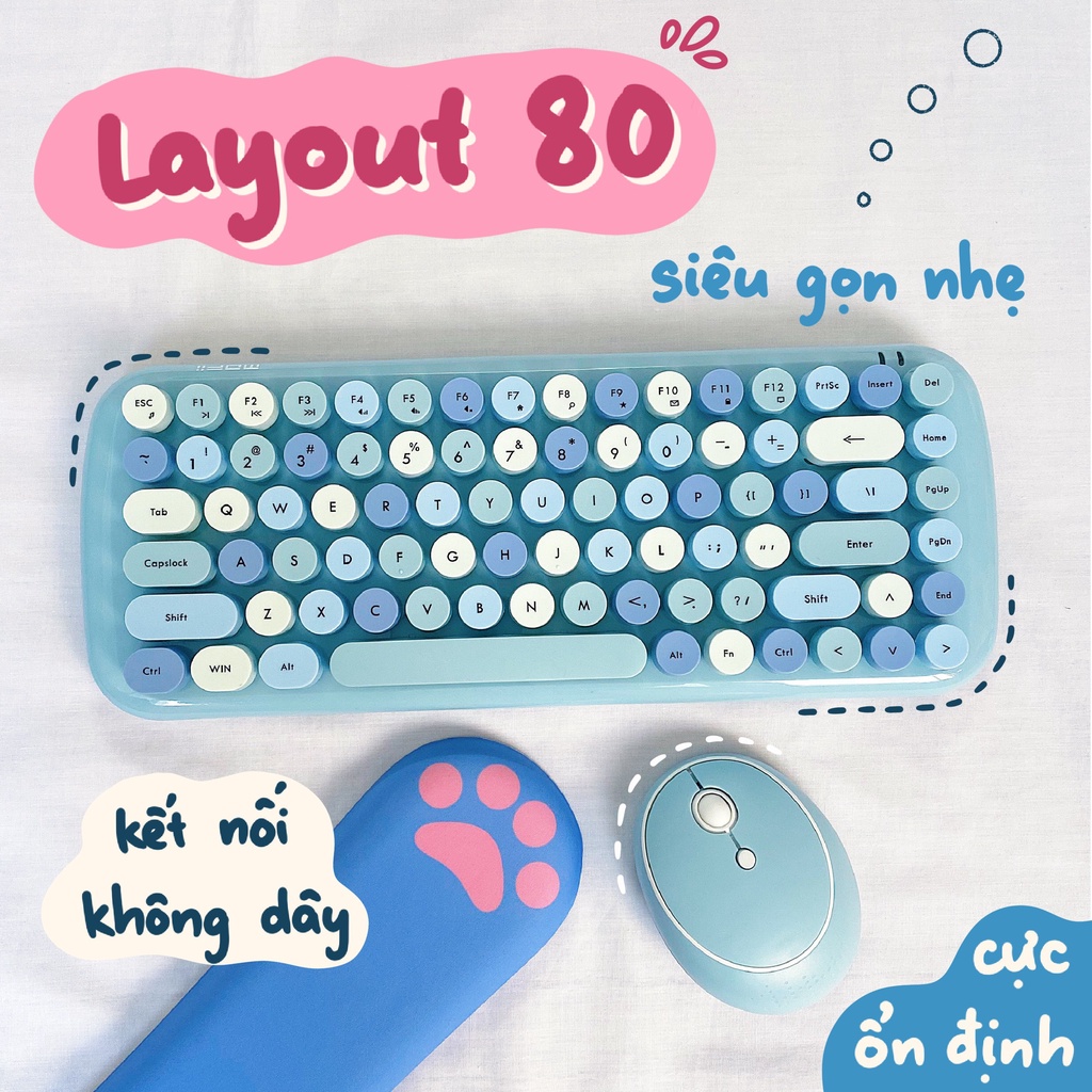 Bộ Bàn Phím Chuột Tròn Giả Cơ Không Dây Candy Mofii Dễ Thương - Tặng kèm stickers