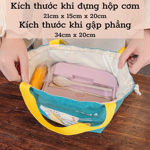 Túi đựng hộp cơm văn phòng cao cấp kiểu dây rút có thể đựng đồ đa năng đi chơi, đi du lịch