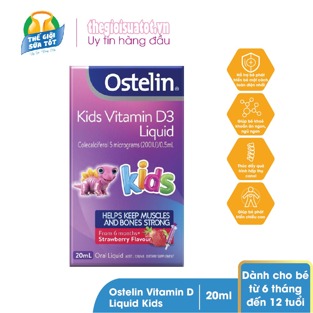 Vitamin D cho trẻ Ostelin Kids Liquid 20ml của Úc